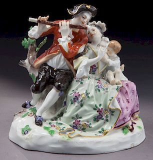 Meissen porcelain figural group of musician