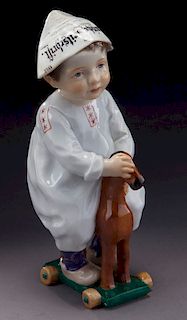 Rare Meissen "Boy on Toy Horse" porcelain figure