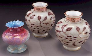 (3) Graf Harrach air trapped glass vases