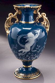Minton pate-sur-pate decorated vase