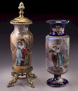 (2) Large French enamel on copper items,