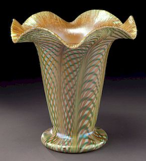 Quezal art glass vase