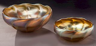 (2) LC Tiffany favrile glass bowls,