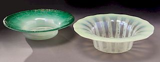 (2) Tiffany pastel glass bowls,