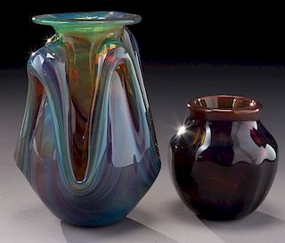 (2) Dominick Labino glass vases