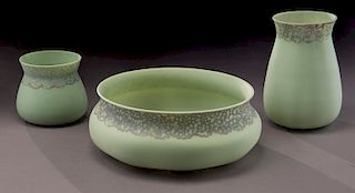 (3) New England green opaque glass items,