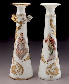 (2) Mt. Washington Colonial Ware trumpet vases