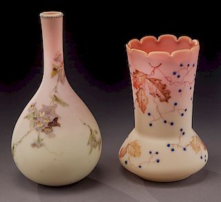 (2) Mt. Washington Burmese vases,