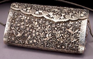 Chinese Qing silver purse,