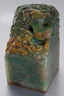 Chinese Qing carved soap stone seal,