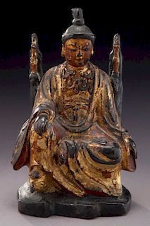 Chinese Ming gold lacquered bronze figure