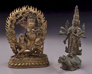 (2) Chinese Tibetan Qing bronze Buddhas,
