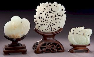 (3) Chinese Ming to Qing carved jade plaques,