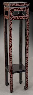 Chinese carved black cinnabar planter stand,