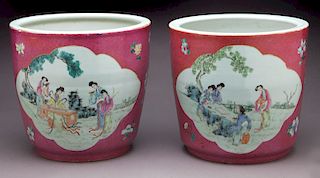 Pr. Chinese Qing famille rose porcelain planters,