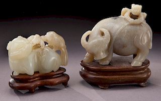 (2) Chinese Qing carved jade toggles,
