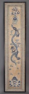 Chinese Qing embroidery panel with gold and