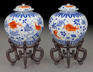 Pr. Chinese Kwuang Hsu style porcelain jars