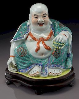 Chinese Qing famille rose Budai Buddha,