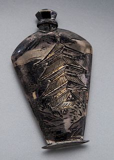Japanese Meiji silver snuff bottle,