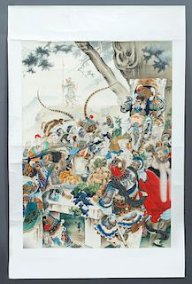 Chinese watercolor on silk scroll.