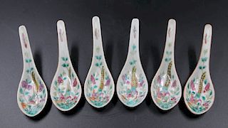 FAMILLE ROSE PEONY PHEASANT SPOONS