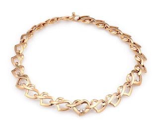 18K Rose Gold Chopard Happy Diamonds Heart Link Necklace