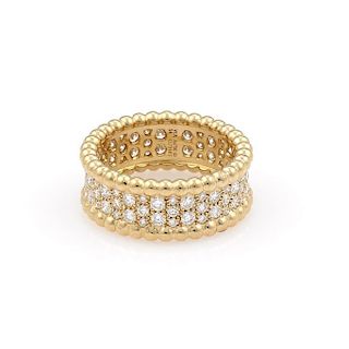 VCA Van Cleef & Arpels 18K Yellow Gold Perlee Diamond Ring