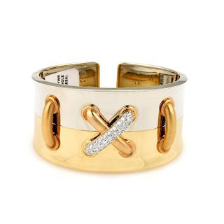 18K Tri Color Gold Diamond Bangle Bracelet