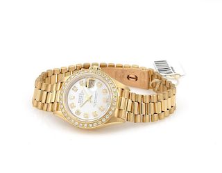 18kt Yellow Gold Rolex Datejust With Diamonds