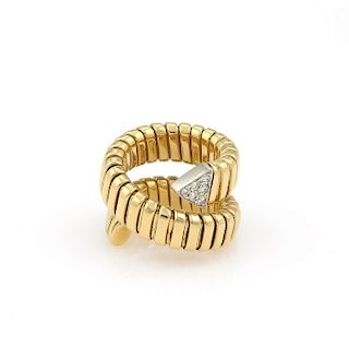 18Kt Yellow Gold Diamond Bvlgari Style Snake Ring