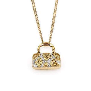 18K Yellow Gold Mirabelle Diamond Sapphire Purse Necklace