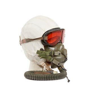 U.S. Air Force White Leather Covered Rigid Flight Helmet