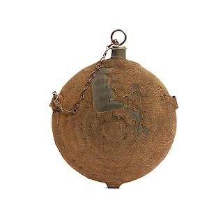 Civil War Bullseye Canteen with Original Cover, Plug and Chain