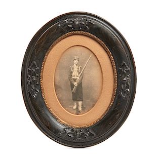 Oval Framed Albumen Photograph of U.S. Zouave