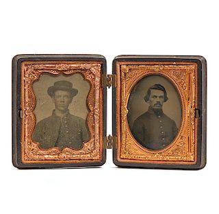 Double Case Soldier Tintypes in Thermoplastic Case
