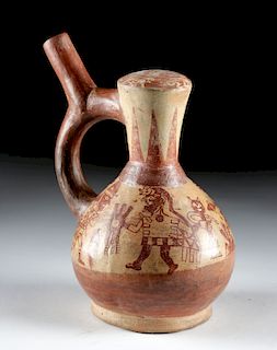 Moche Fineline Pottery Stirrup Vessel