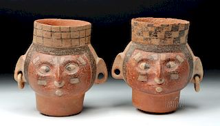 Pair Tihuanaco Pottery Figural Jars w/ TL