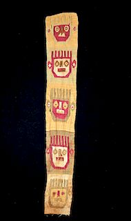 Fine Huari Textile Panel w/ Anthropomorphic Faces