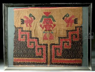 Framed Chancay Embroidered Textile Section