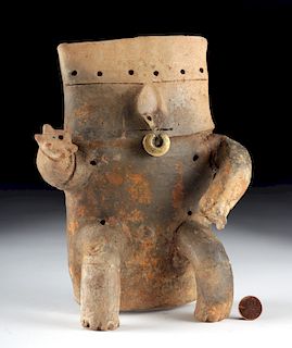 Quimbaya Ceramic Slab Figure with 16KT Gold Nose Ring