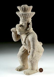 Costa Rican Stone Standing Mythical Monkey Figure