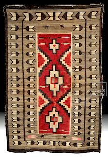 Early 20th C. Navajo Textile Rug w/ Arrows and Eagles