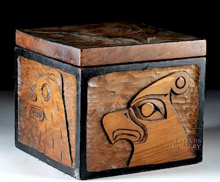 Mid 20th C. Northwest Coast Carved Wood Box