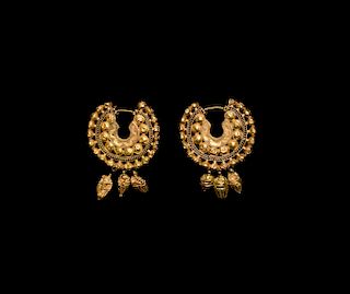 Western Asiatic Achaemenid Gold Elaborate Earring Pair