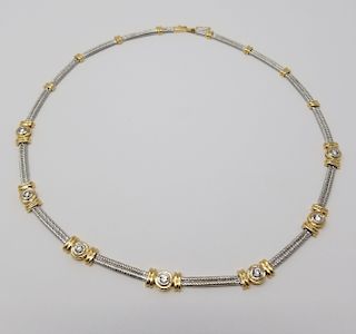 14k Yellow & White Gold Diamond Choker Necklace