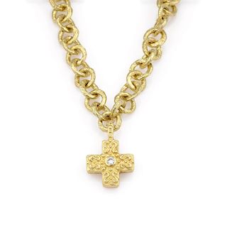 Katy Briscoe 18K Yellow Gold Diamond Cross Necklace