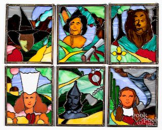 Six Wizard of Oz stained glass panels