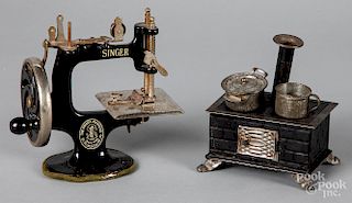 Child's Singer sewing machine, etc.