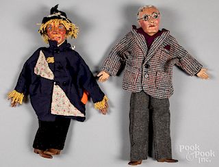 Two Dairy Council papier-mache hand puppets